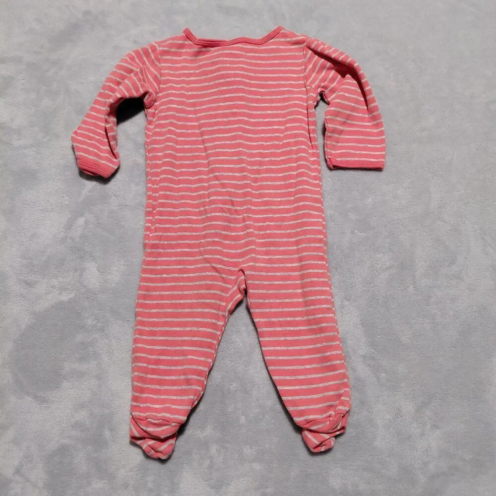 Carter's 6M 100% Cotton Full Snap Footie Striped with Dog Embroidered